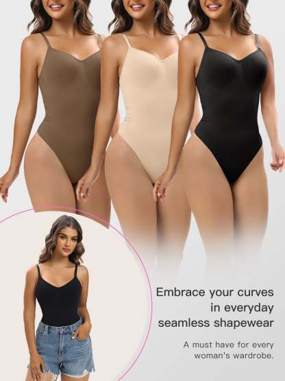  Women Shapewear Tummy Control Bodysuit Seamless Sculpting Snatched Waist Body Suit Thong