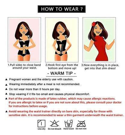 Cintura dimagrante in lattice traspirante da donna, 25 stecche in acciaio, 3 file di ganci