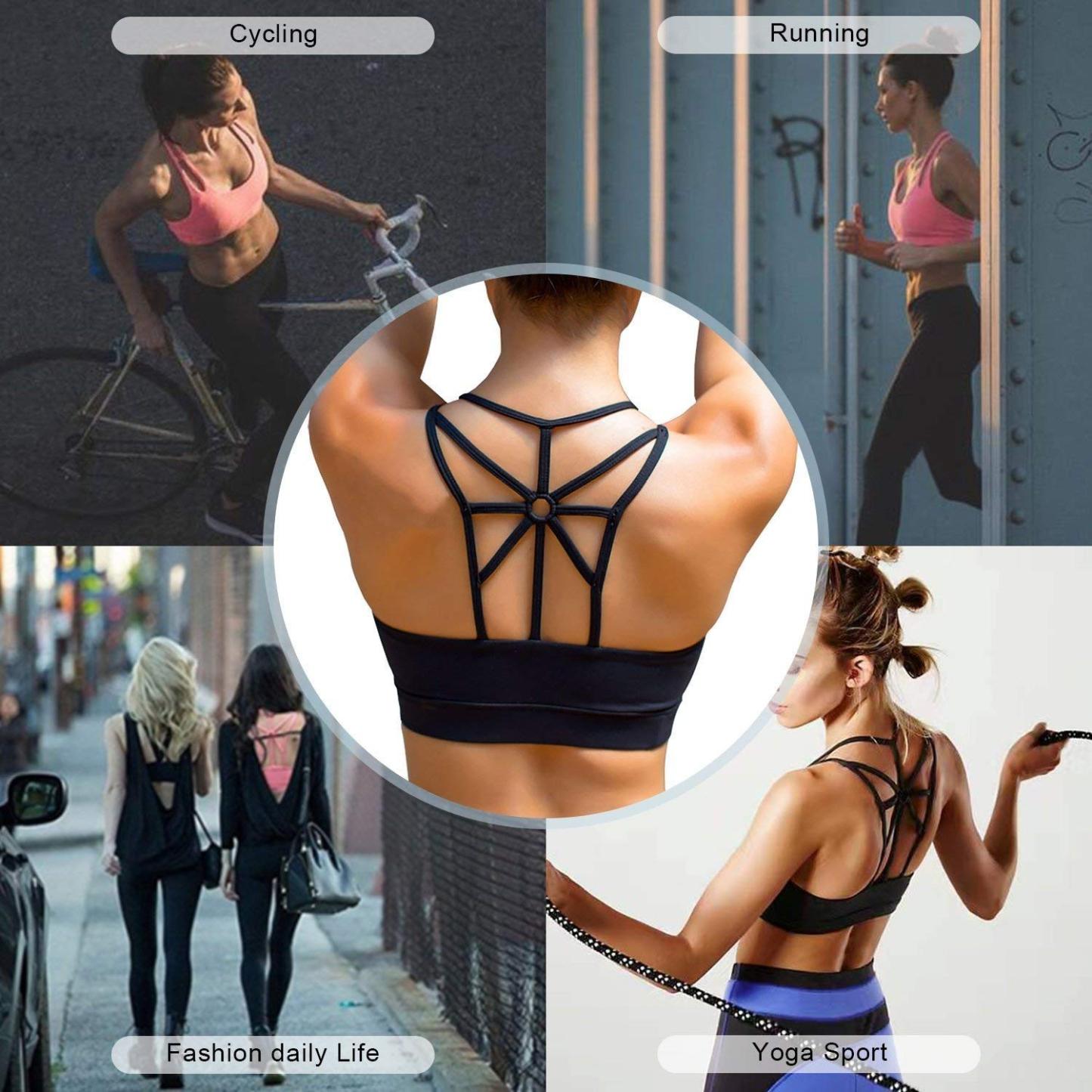  Women's Padded Sports Bra Support Corss Back Wirefree Workout Gym Running Yoga Bras