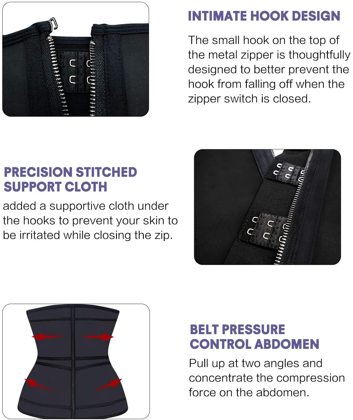 Cintura dimagrante in lattice Jsculpt da donna con cerniera e due cinturini