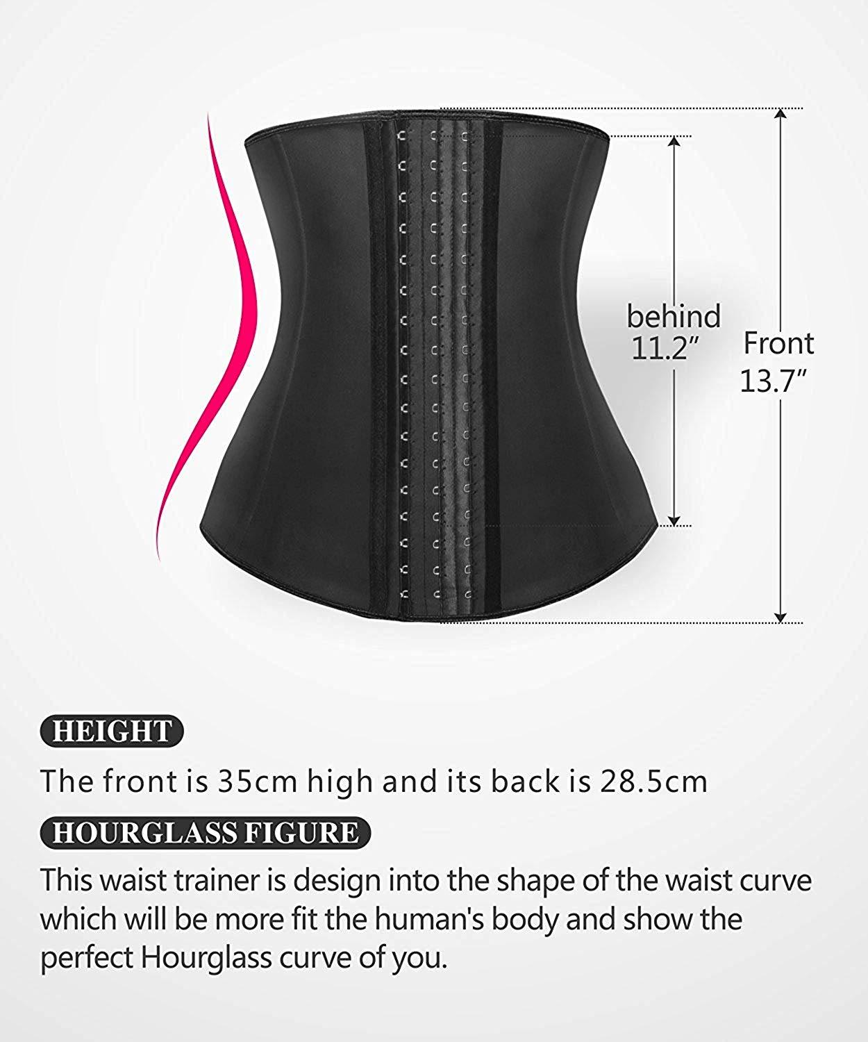  Women Latex Long Torso Waist Trainer 9 Steel Bones 3 Row Hooks