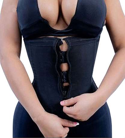 Corsetti da allenamento per la vita con cerniera in lattice da donna, 9 stecche d'acciaio