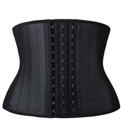  Women Latex Short Torso Waist Trainer 25 Steel Bones 3 Row Hooks