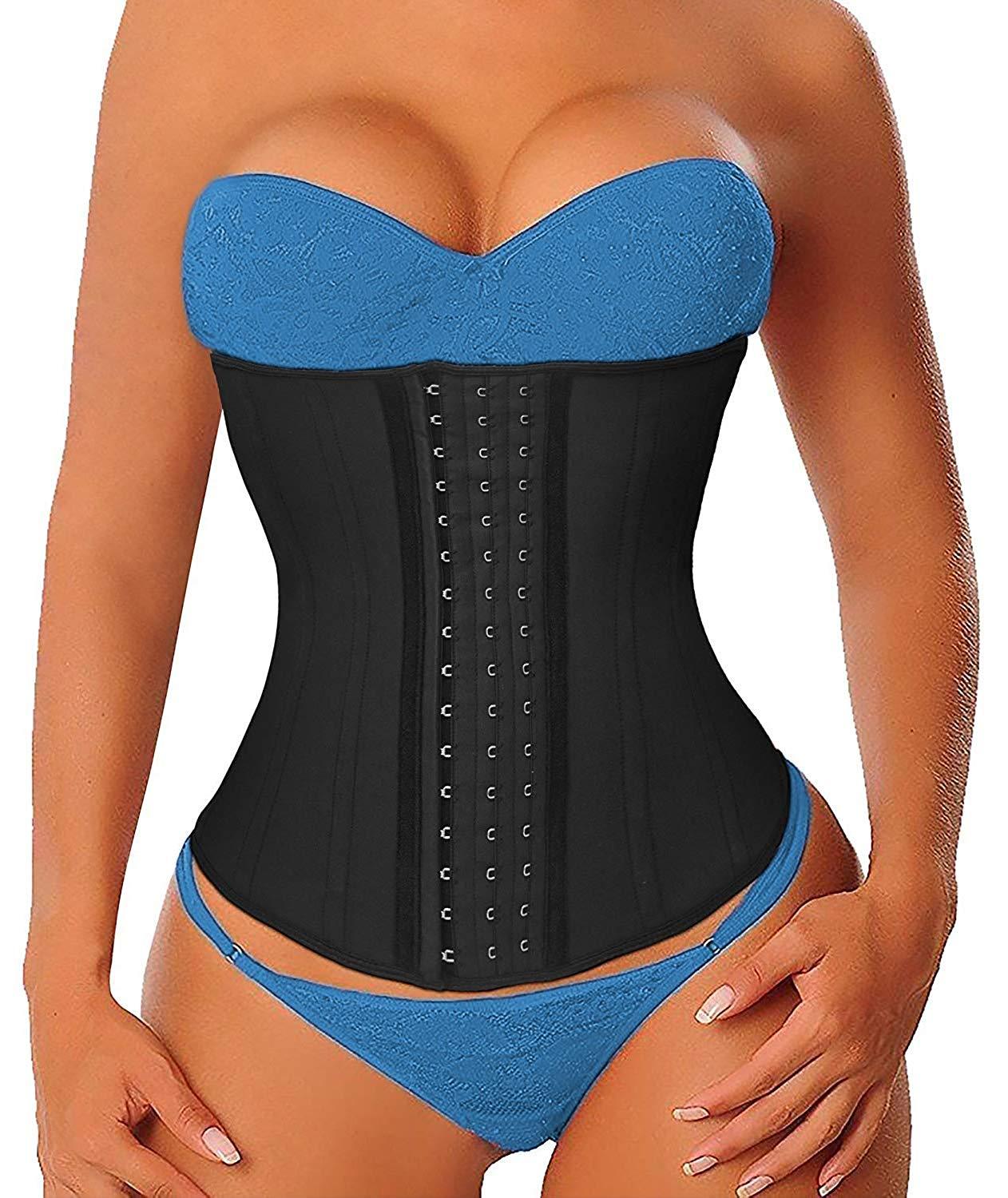 Women Latex Long Torso Waist Trainer Sports Girdle 17 Steel Bon