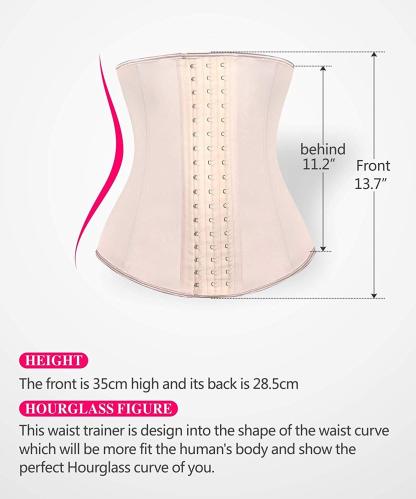  Women Latex Long Torso Waist Trainer 9 Steel Bones 3 Row Hooks