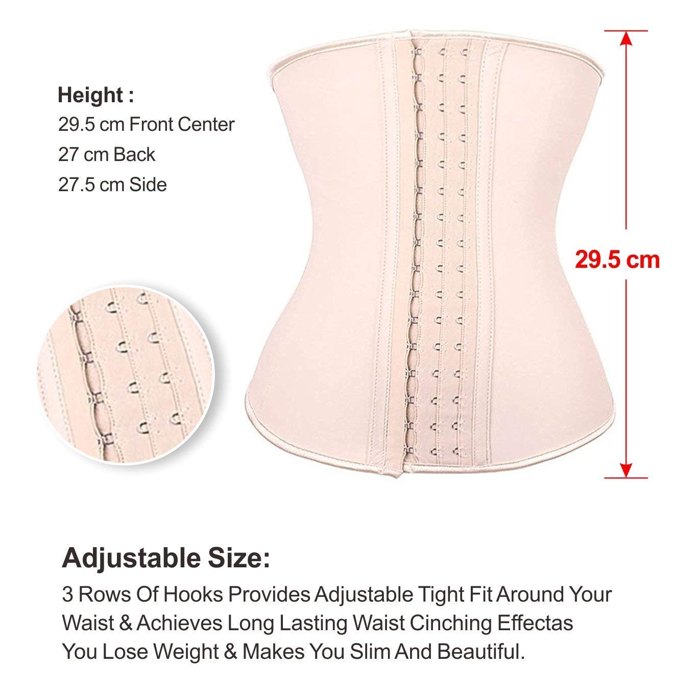 Cintura dimagrante classica in lattice da donna con 9 stecche in acciaio e 3 file di ganci