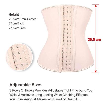 Cintura dimagrante classica in lattice da donna con 9 stecche in acciaio e 3 file di ganci