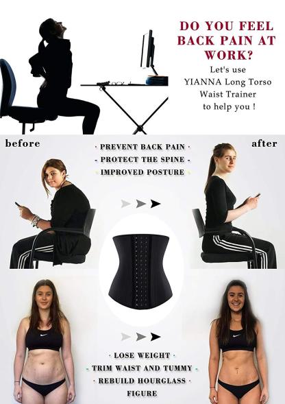  Women Latex Long Torso Waist Trainer Sports Girdle 17 Steel Bones 3 Row Hooks