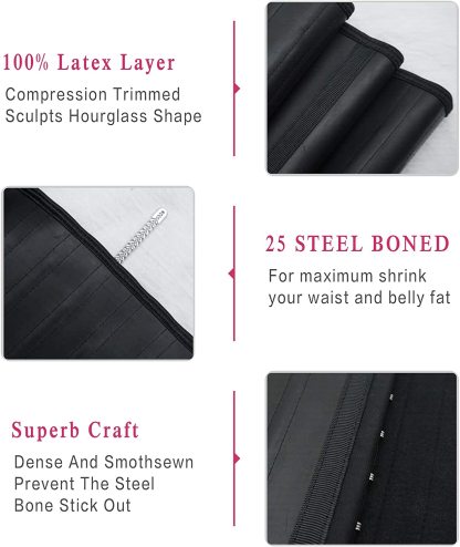 Cintura dimagrante in lattice da donna, 25 stecche in acciaio, 4 file di ganci