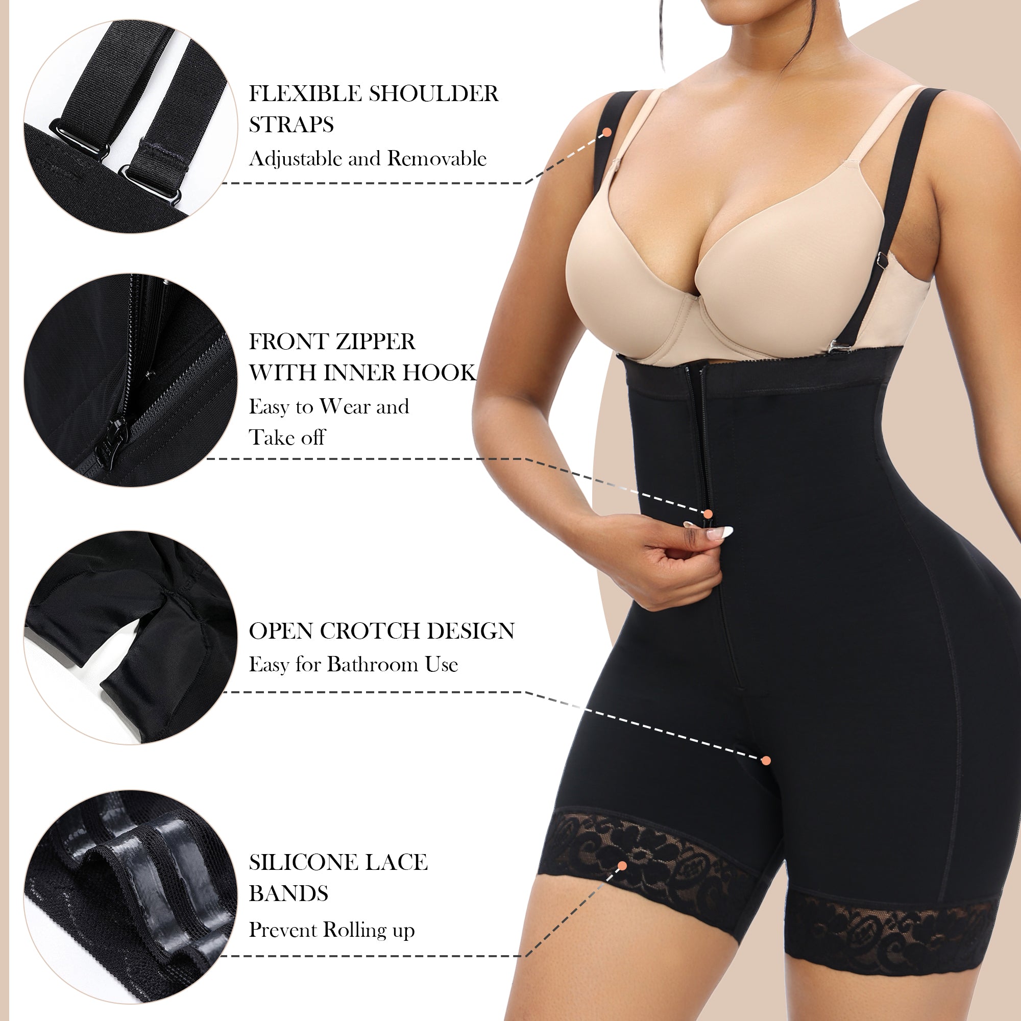  Shapewear for Women Tummy Control Fajas Colombianas Post Surgery Body Shaper Open Bust Bodysuit…