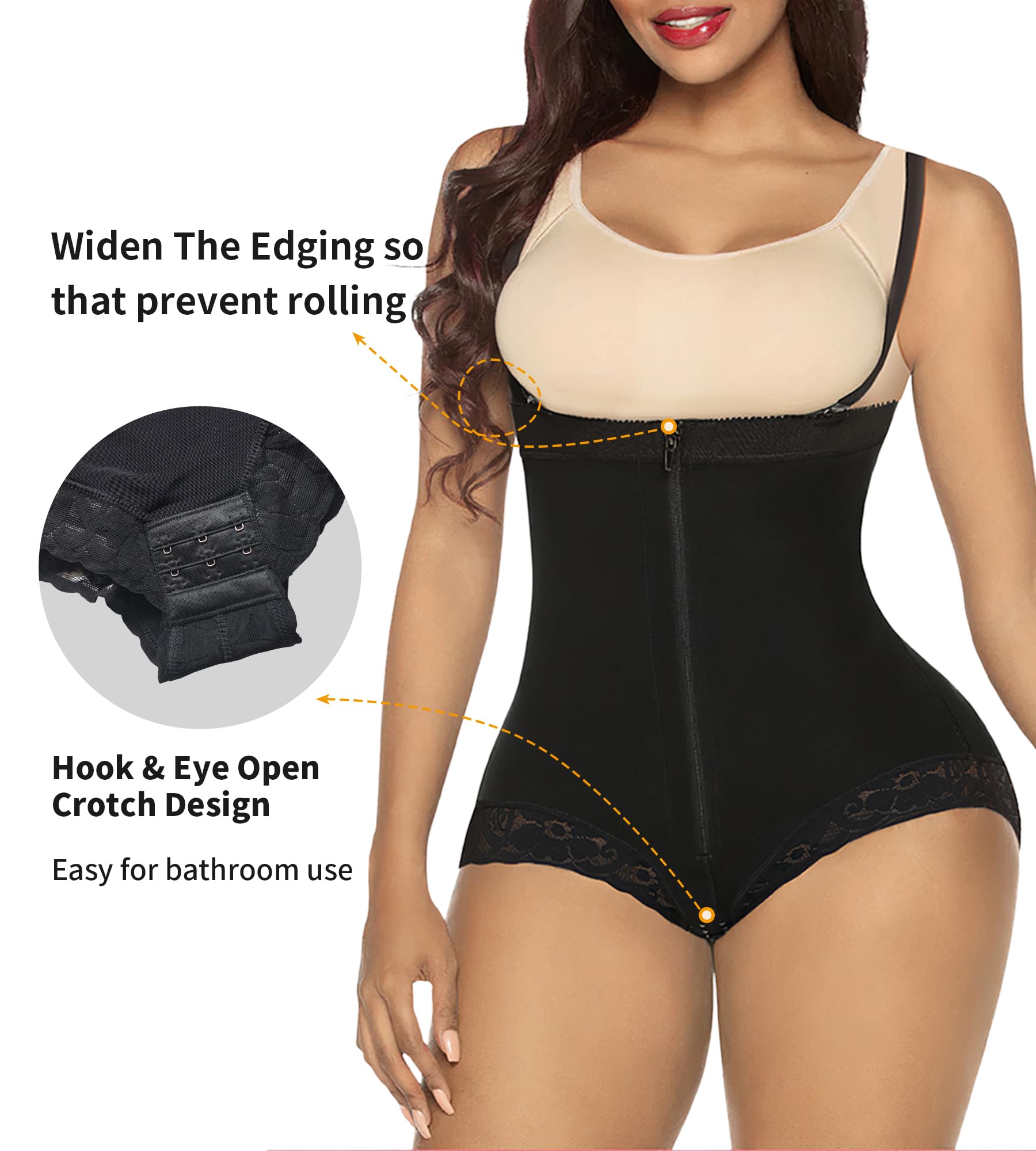  Fajas Colombianas Postparto Shapewear for Women Tummy Control High Compression Body Shaper with Hook Crotch