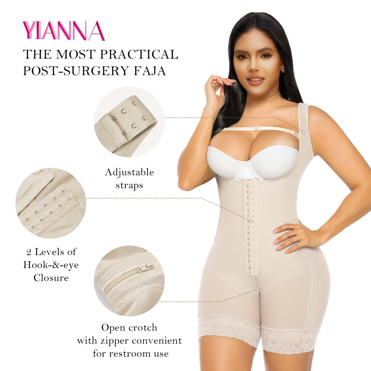  Fajas Colombianas Moldeadoras Shapewear Tummy Control for Women Butt Lifter with Zipper Crotch Faja Body Shaper