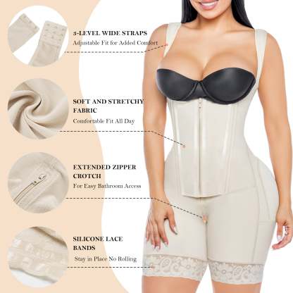  Fajas Colombianas Postpartum Shapewear for Women Tummy Control Butt Lifter Body Shaper with Zipper and Hooks