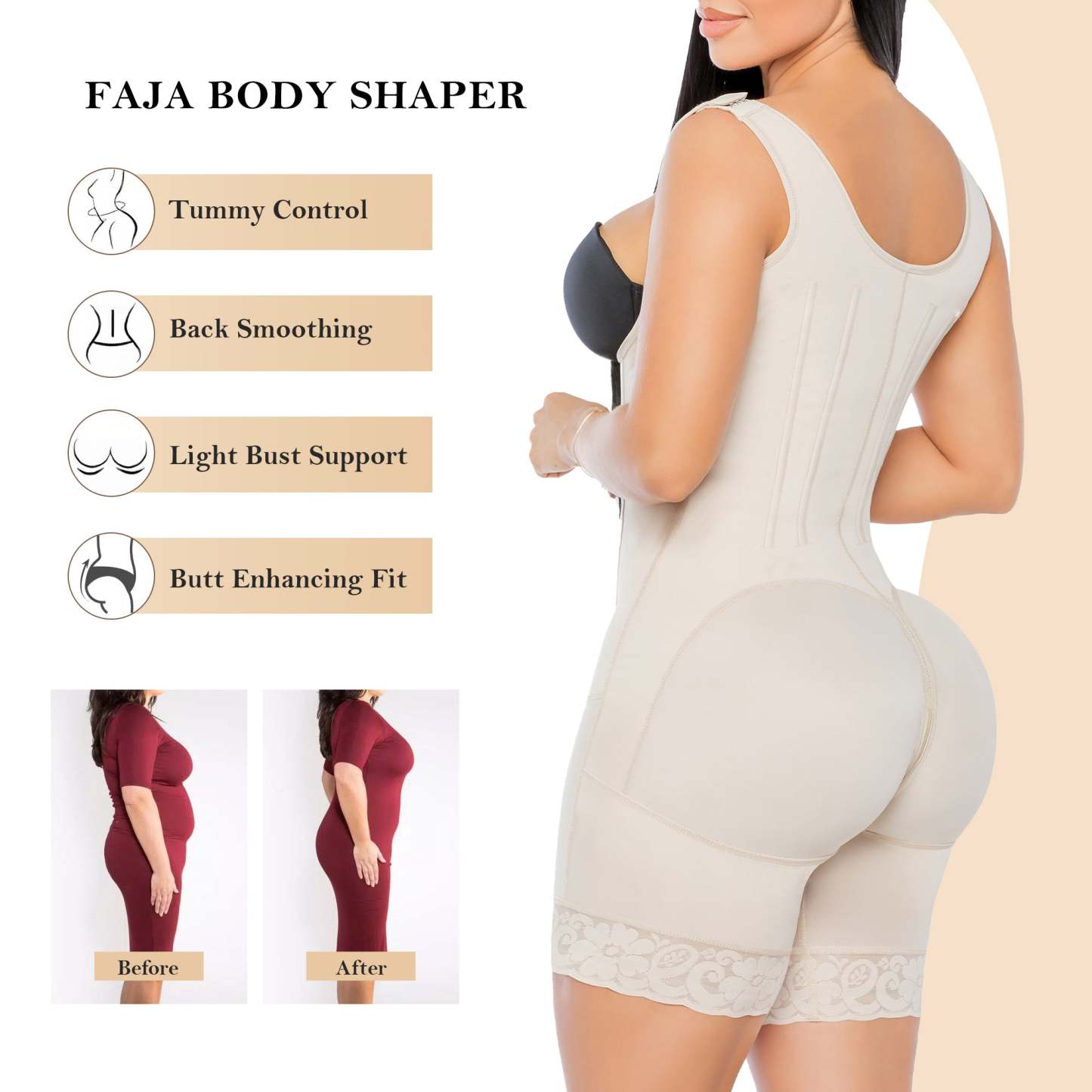  Fajas Colombianas Postpartum Shapewear for Women Tummy Control Butt Lifter Body Shaper with Zipper and Hooks