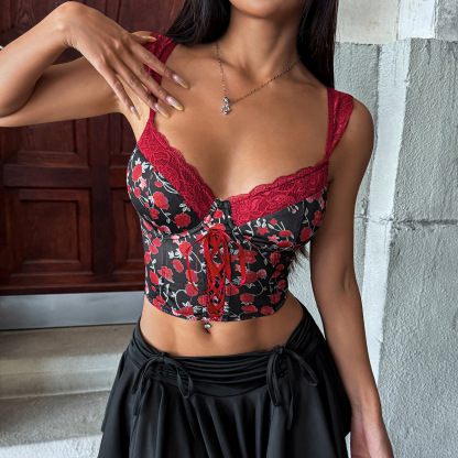 Fascia modellante in pizzo con stampa a rose