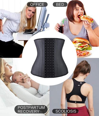 Cintura dimagrante in lattice da donna, 25 stecche in acciaio, 4 file di ganci