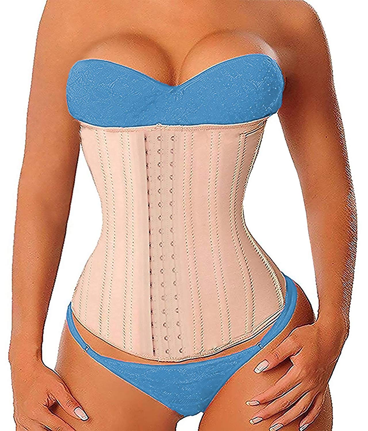  Women Latex Long Torso Waist Trainer Sports Girdle 17 Steel Bones 3 Row Hooks