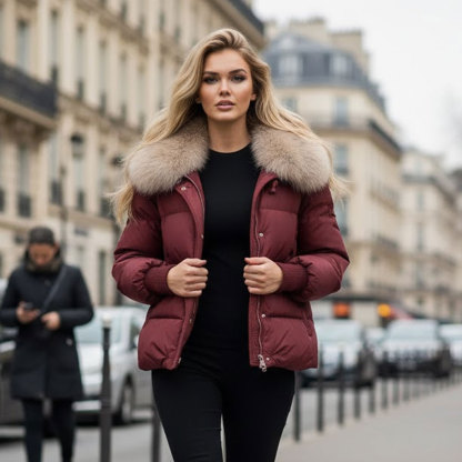 Giacca a vento imbottita con bavero largo, da donna