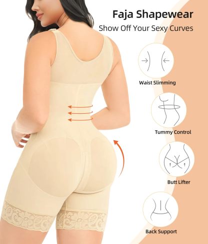  Fajas Colombianas Shapewear for Women Tummy Control Post Surgery Full Body Shaper Butt Lifter with Zipper Crotch