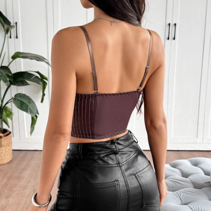 Gilet snellente a righe con bottoni alla moda francese