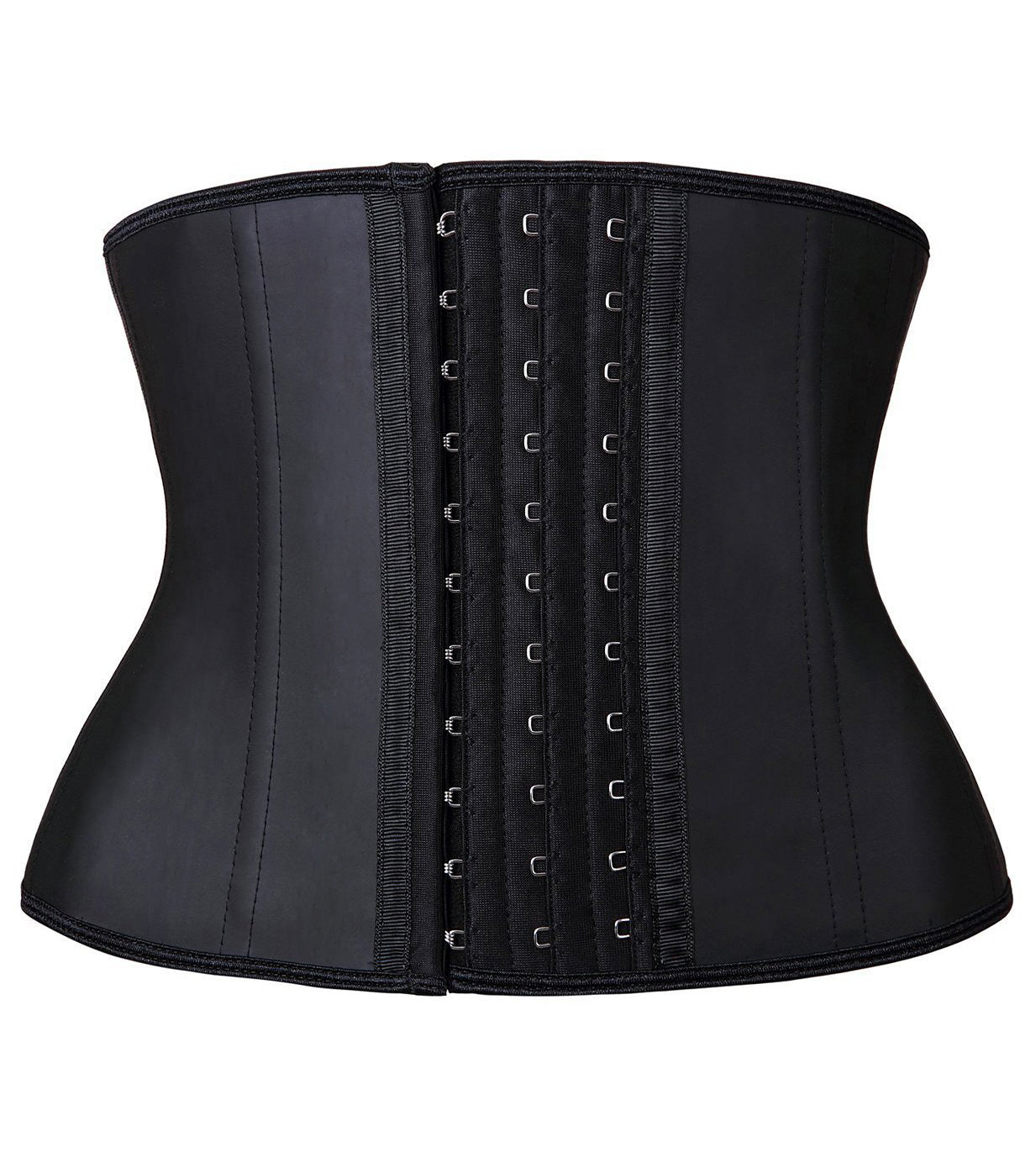  Women Latex Short Torso Waist Trainer 9 Steel Bones 3 Row Hooks