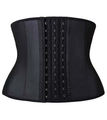  Women Latex Short Torso Waist Trainer 9 Steel Bones 3 Row Hooks