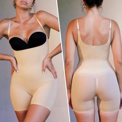  Bodysuit for Women Tummy Control Shapewear Open Bust Mid-Thigh Sculpting Body Shaper