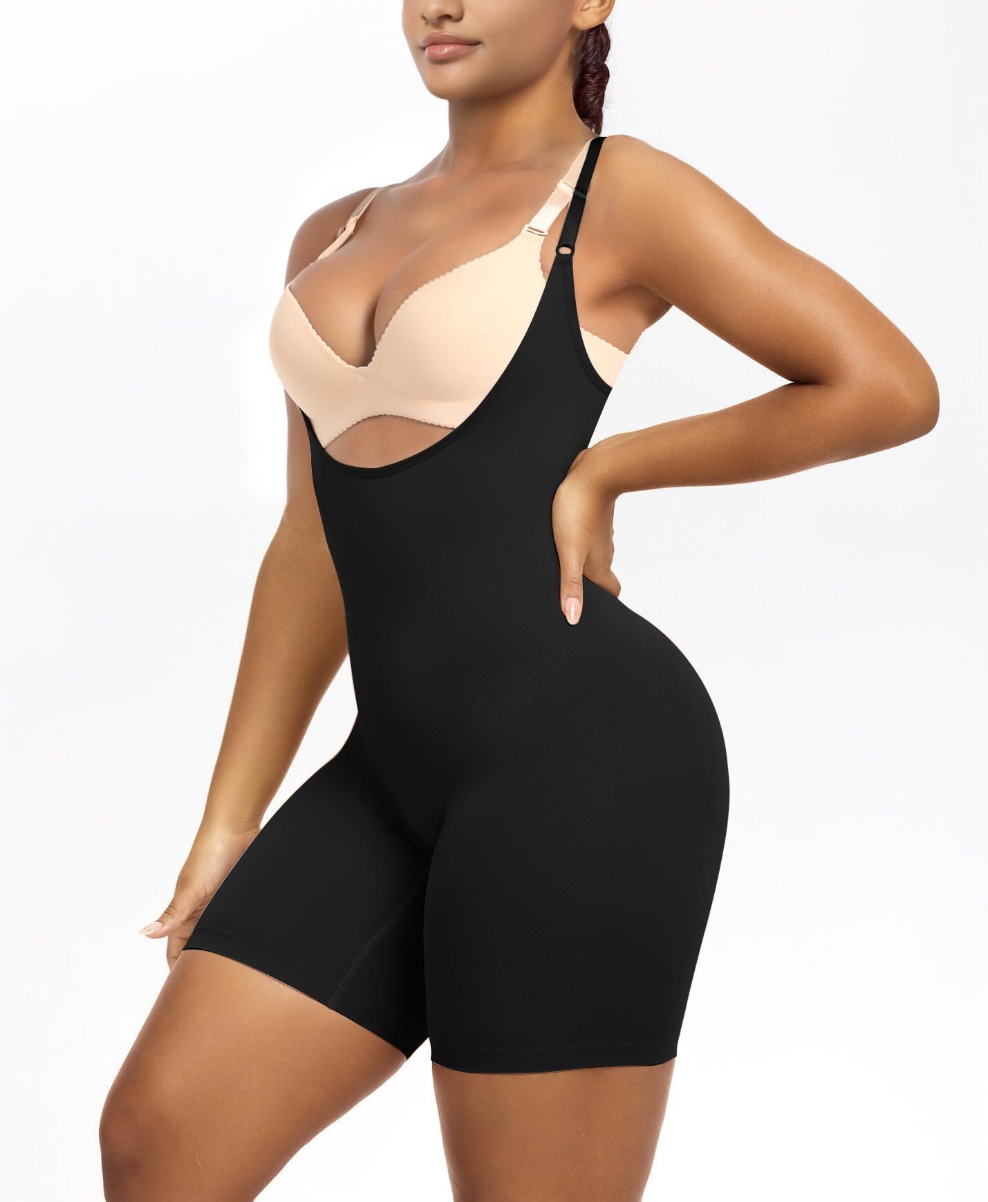  Bodysuit for Women Tummy Control Shapewear Open Bust Mid-Thigh Sculpting Body Shaper