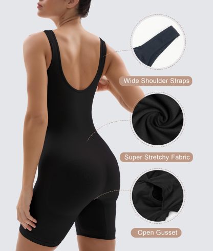  Shapewear Bodysuit for Women Tummy Control Scoop Neck Mid Thigh Sculpting Body Shaper
