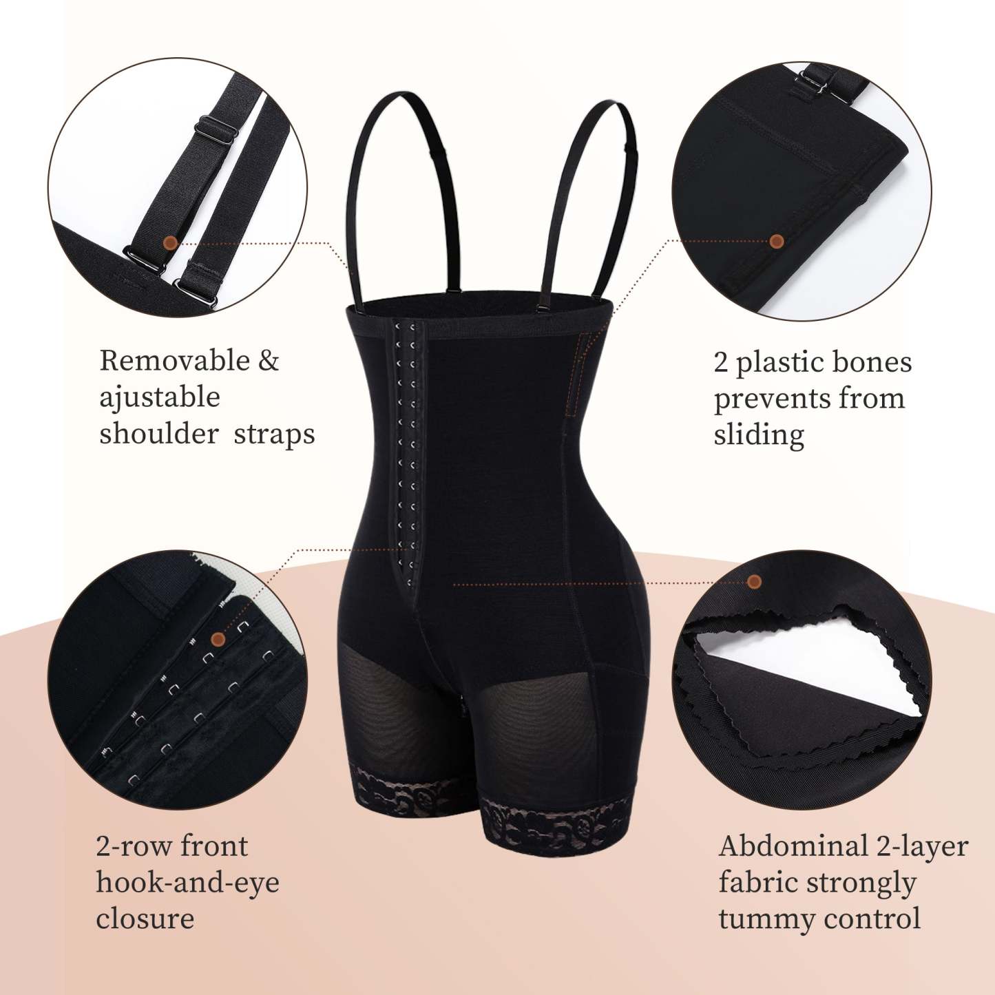  Fajas Colombianas Shapewear for Women Tummy Control Body Shaper Butt Lifter with Zipper Crotch