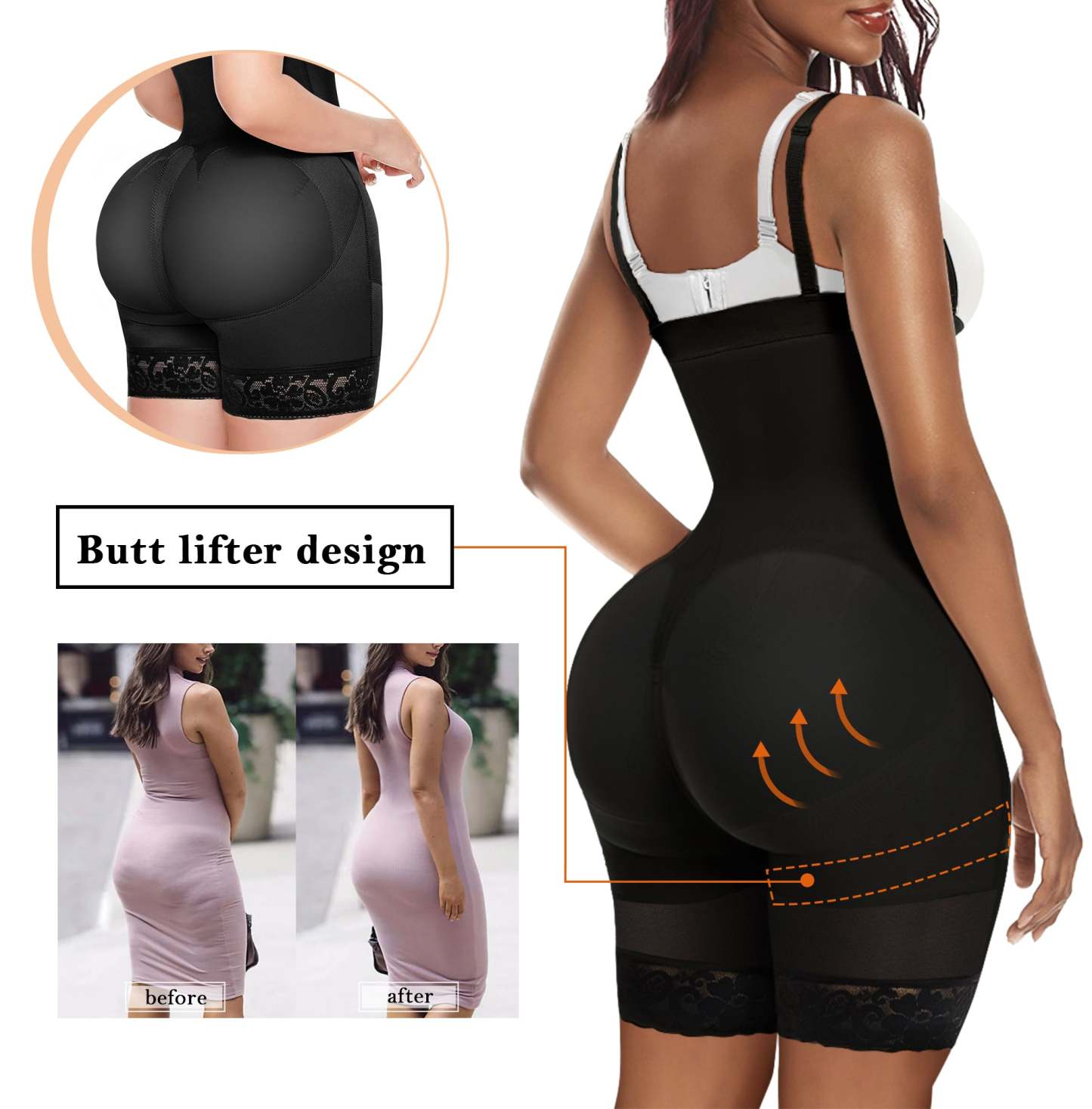  Fajas Colombianas Shapewear for Women Tummy Control Body Shaper Butt Lifter Thigh Slimmer with Zipper Crotch