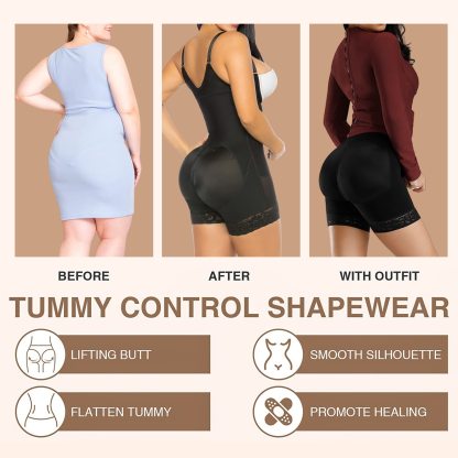  Fajas Colombianas Shapewear for Women Tummy Control Post Surgery Compression Garment with Zipper Crotch