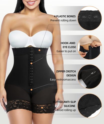  Tummy Control Shapewear for Women Fajas Colombianas Body Shaper Shorts with Zipper Crotch
