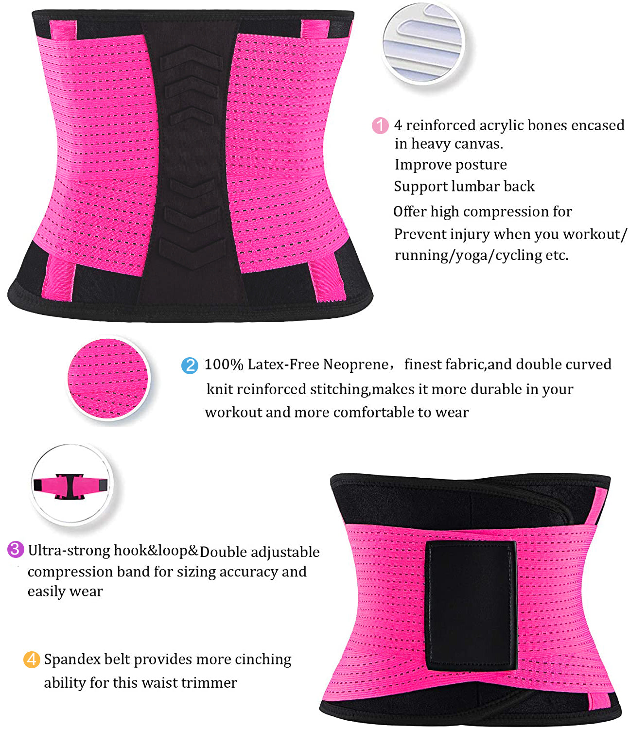  Waist Trainer Belt for Women - Waist Trimmer Weight Loss Ab Belt Sport Workout Back Support Girdle Belt (Updated)