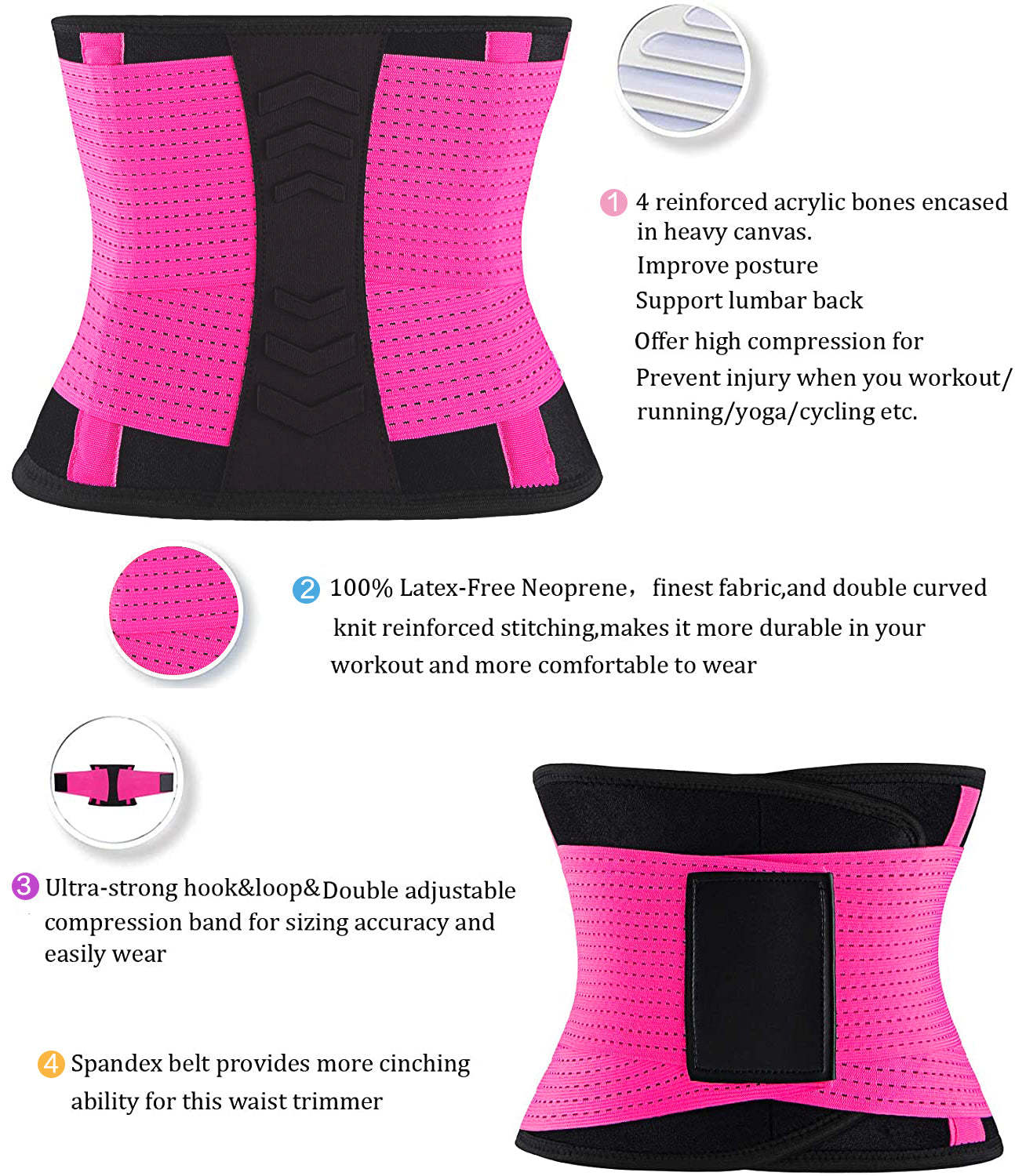  Waist Trainer Belt for Women - Waist Trimmer Weight Loss Ab Belt Sport Workout Back Support Girdle Belt (Updated)