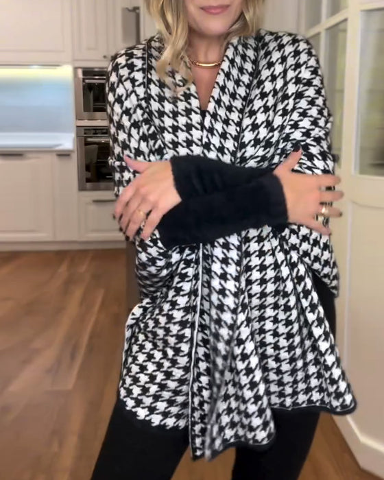 Cardigan ponte a spalle in tessuto pied-de-poule