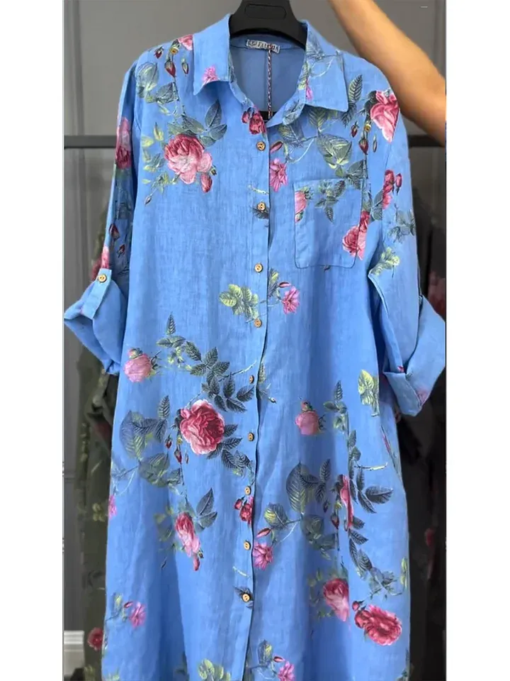 Vestito-camicia floreale da donna