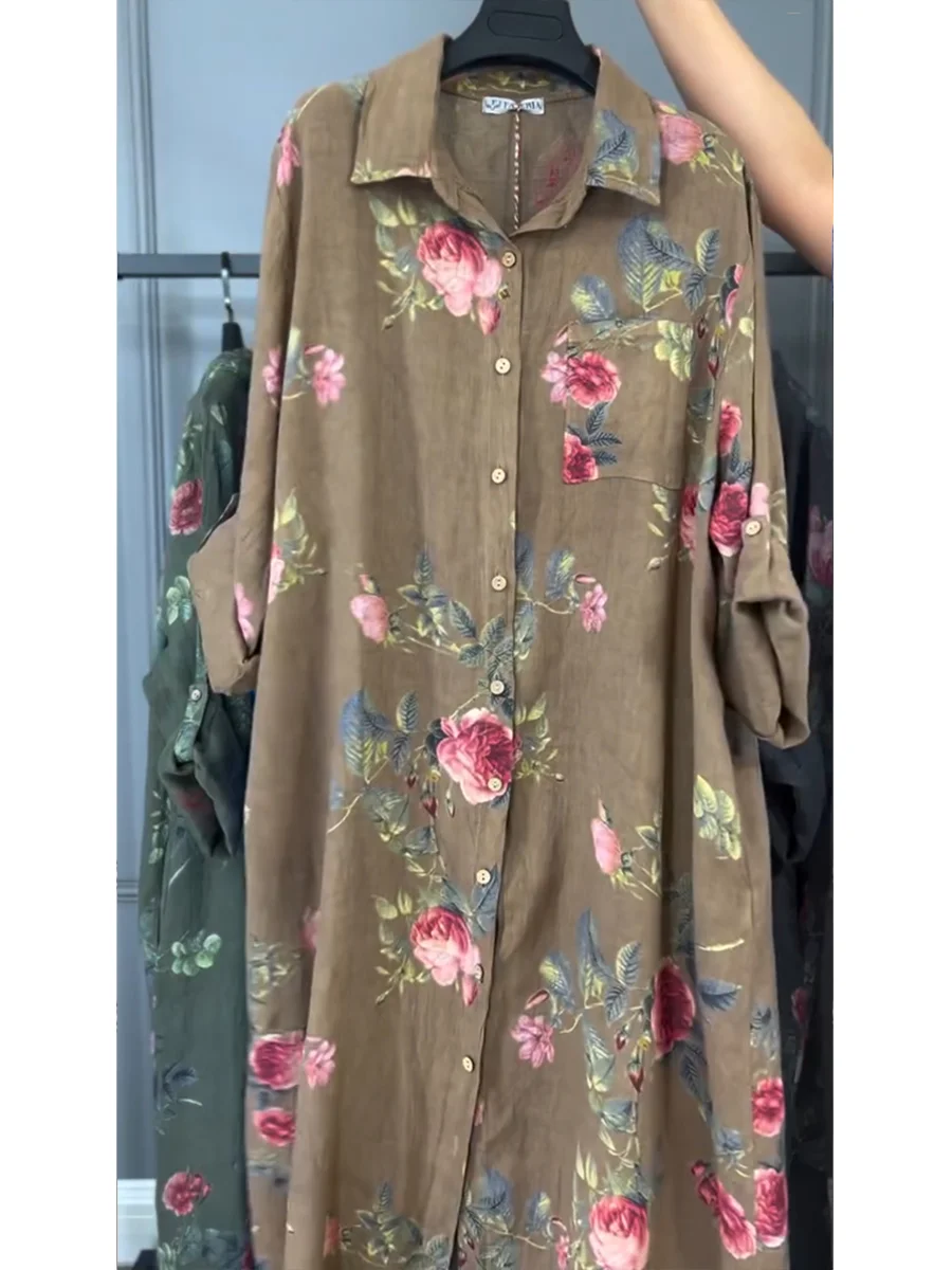 Vestito-camicia floreale da donna