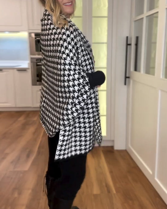 Cardigan ponte a spalle in tessuto pied-de-poule