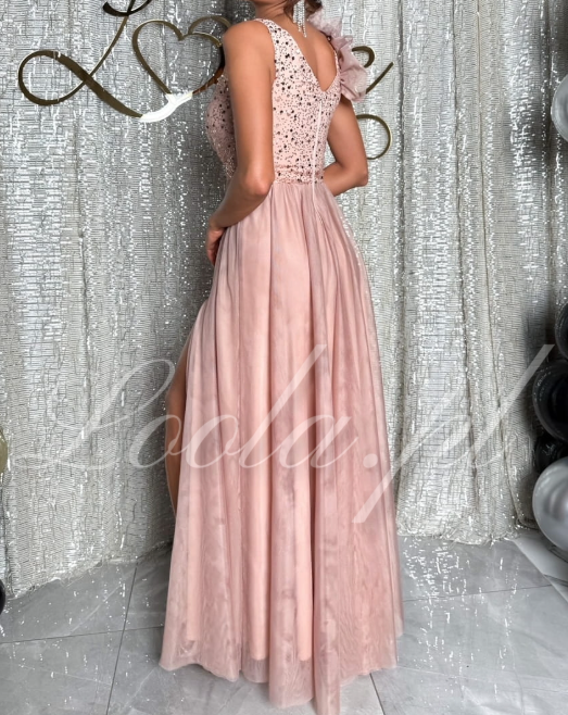 Abito lungo in chiffon scintillante