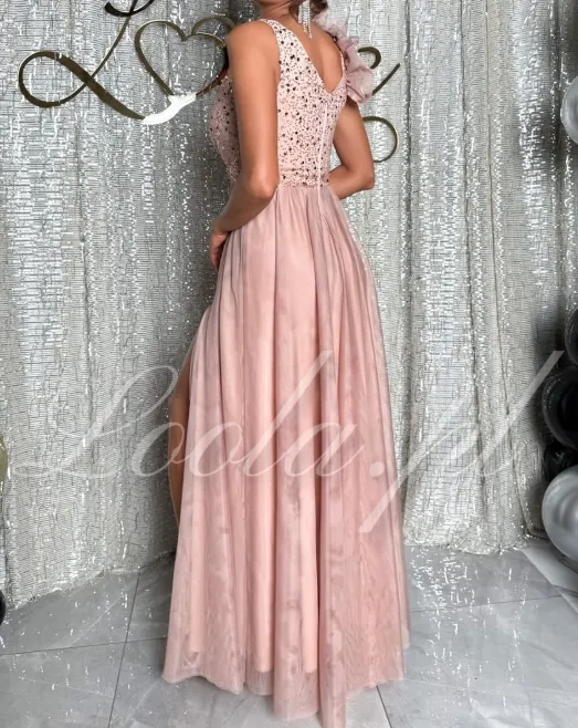 Abito lungo in chiffon scintillante