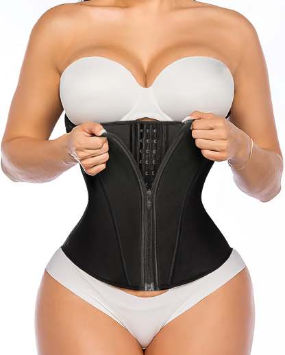 Corsetto modellante per la vita da donna in lattice, sottoseno, controllo della pancia, corsetto modellante a clessidra, cerniera e ganci