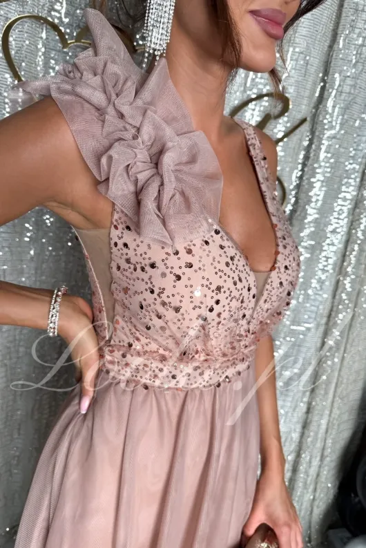 Abito lungo in chiffon scintillante