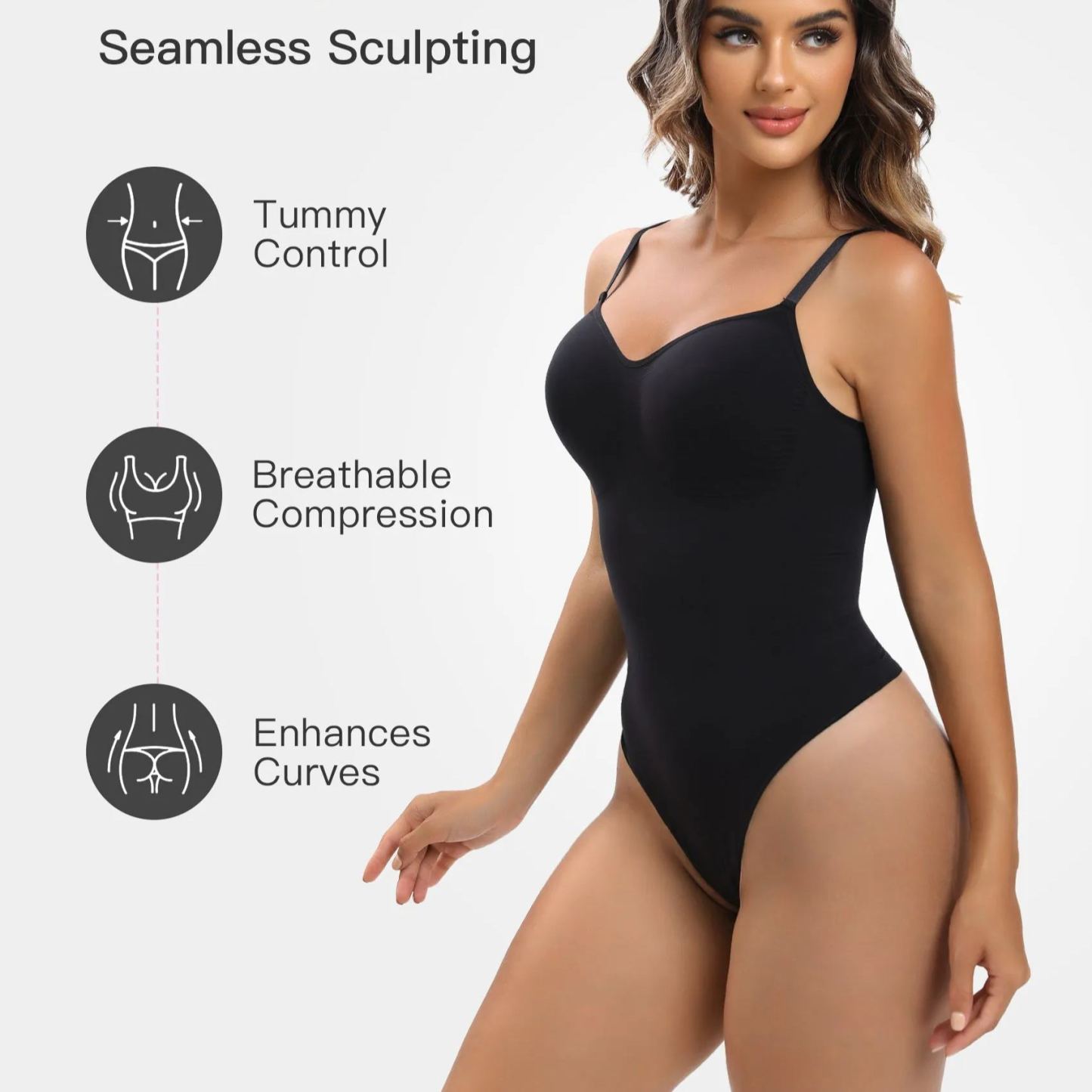  Women Shapewear Tummy Control Bodysuit Seamless Sculpting Snatched Waist Body Suit Thong