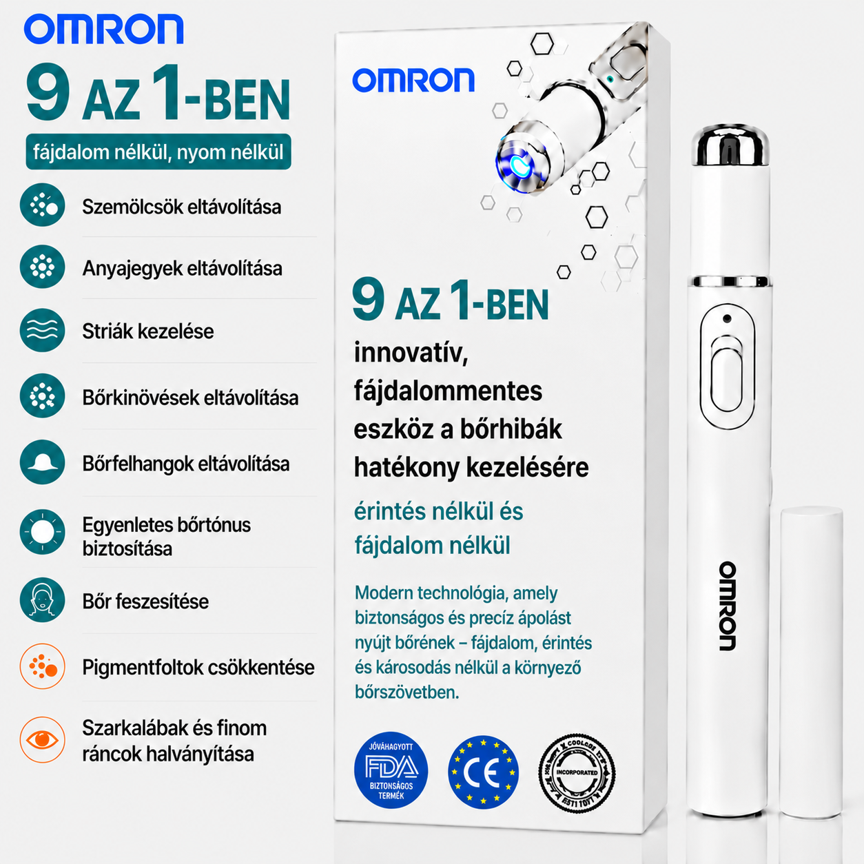 Omron™ többfunkciós anyajegyeltávolító toll az egész testre – a legújabb 2026-os modell. Fájdalommentes, nem invazív megoldás a bőrápoláshoz. Lehetővé teszi az anyajegyek gyors eltávolítását otthona kényelméből, hegesedés nélkül. Az USA-ban készült.