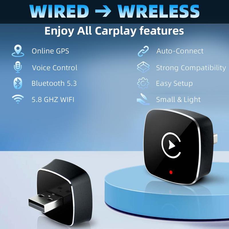 2026-os vezeték nélküli CarPlay adapter iPhone-hoz/Androidhoz – gyors csatlakozás, késleltetésmentes működés, kihangosított hívások, vezeték nélküli adapter és CarPlay-kulcs (dongle)