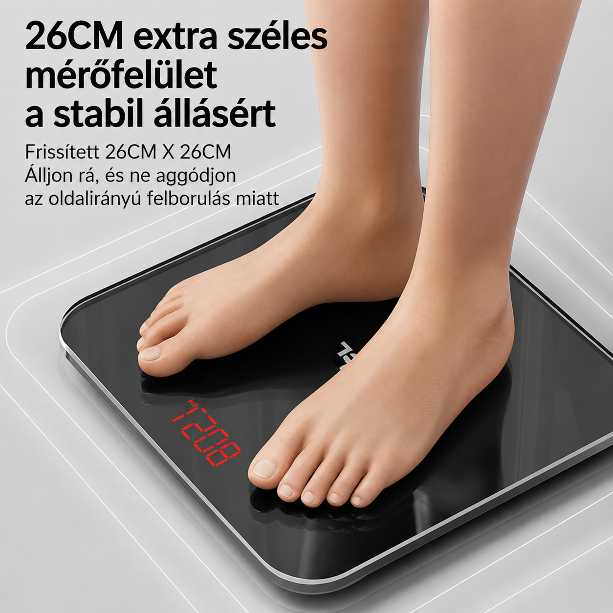TCL napelemes testzsír-/súlymérleg, kicsi, pontos, okos, otthoni és kollégiumi használatra.