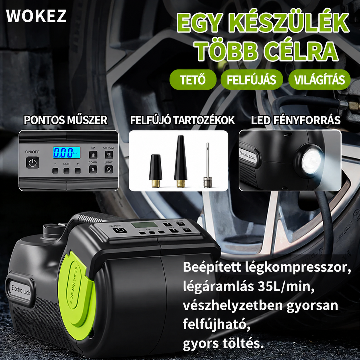 [Copy][Forró ajánlás] Buture Beta07 autóindító 6000A | 160PSI intelligens felfújás, PD 45W gyorstöltés