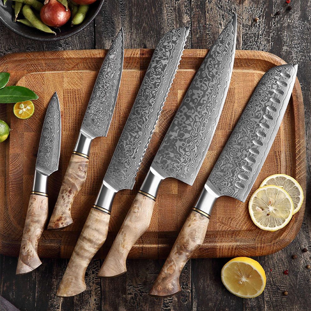 Set de 5 cuțite de bucătar Raindrop Damasc