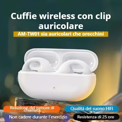 Cuffie a conduzione ossea con clip auricolare wireless
